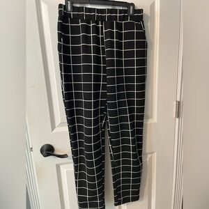 Window pane  black and white pants